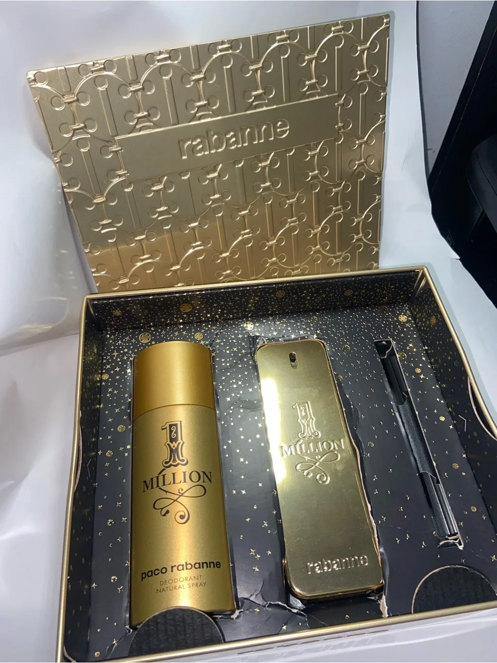 Paco Rabanne 1 Million Men's Gold Bottle and Deodorant Set